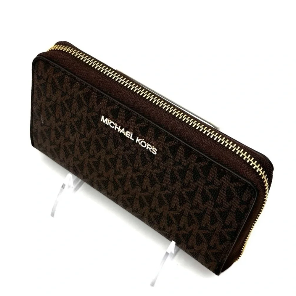 Michael Kors JST Flat MF Phone Case Wallet Brown Leather
